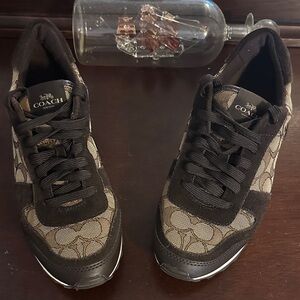 COACH Mason Jacquard Brown Tennis Shoes Sneakers Womens Size 8.5